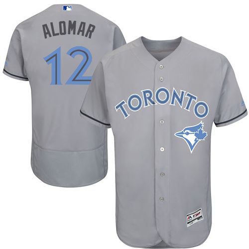Blue Jays #12 Roberto Alomar Grey Flexbase Authentic Collection Father's Day Stitched MLB Jersey - Click Image to Close